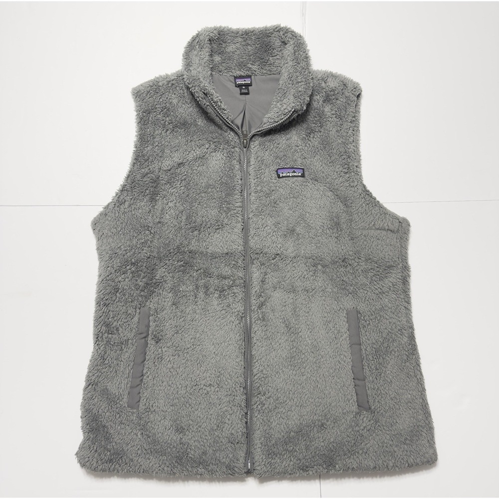 Patagonia Womens Los Gatos Full Zip Vest Gray Fleece Pockets Warm Outdoors Sz XL - Picture 2 of 7